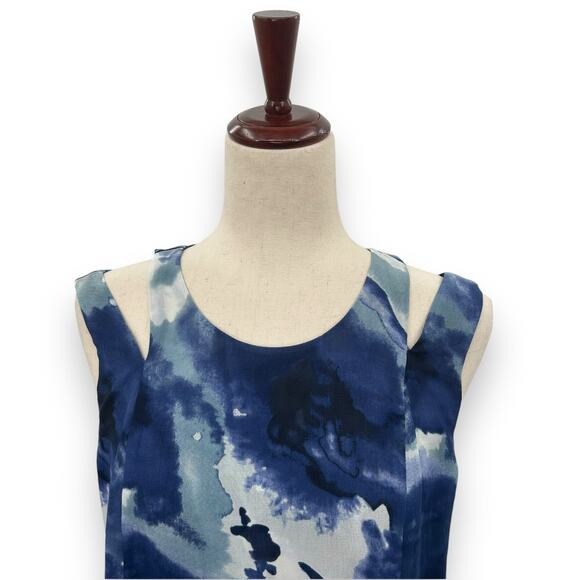 Soft Surroundings Top Size XS Blue Tunic Tank Boho Watercolor Layered Blouaw - Picture 9 of 12